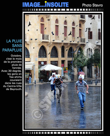 photo stavro - Centre Ville de Beyrouth- La première pluie sans parapluie