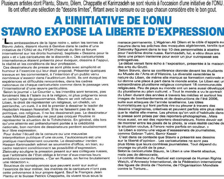 A l'initiative de l'onu, Stavro expose la libert d'expression
