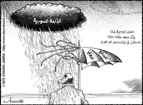 stavro- Selon l'ambassadeur de Russie au Liban Alexander Zasypkin: La stabilit� du Liban sous parapluie international.