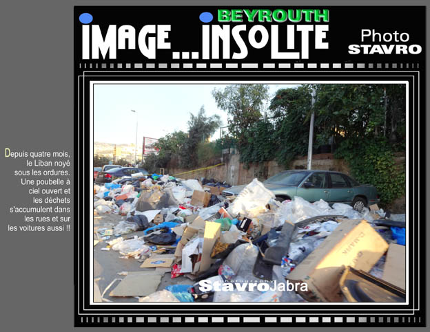 photo stavro-Depuis quatre mois, le Liban noy sous les ordures. Une poubelle  ciel ouvert et les dchets s'accumulent dans les rues et sur les voitures aussi !