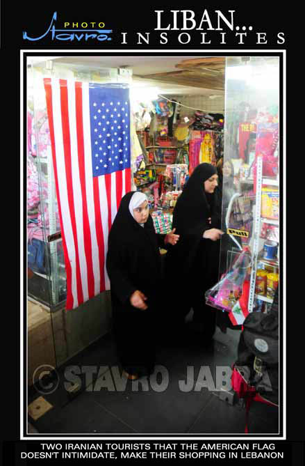 Two iranian tourists make  their shopping in Lebanon