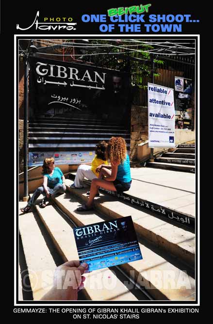 Beirut: Gemmayze-Opening of Gibran Khalil Gibran's exhibition on St. Nicolas' stairs
